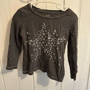 (3/$20) Joe Fresh 3t grey glitter Star Long Sleeve Tshirt top